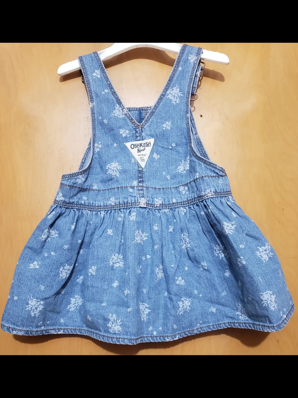 OshKosh B'gosh Blue Floral Denim Overall Dress